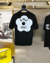 The new summer collection of black and white round-neck couple short-sleeved T-shirts with lettered crabapple flower prints for the European station is versatile, casual and sporty details Picture